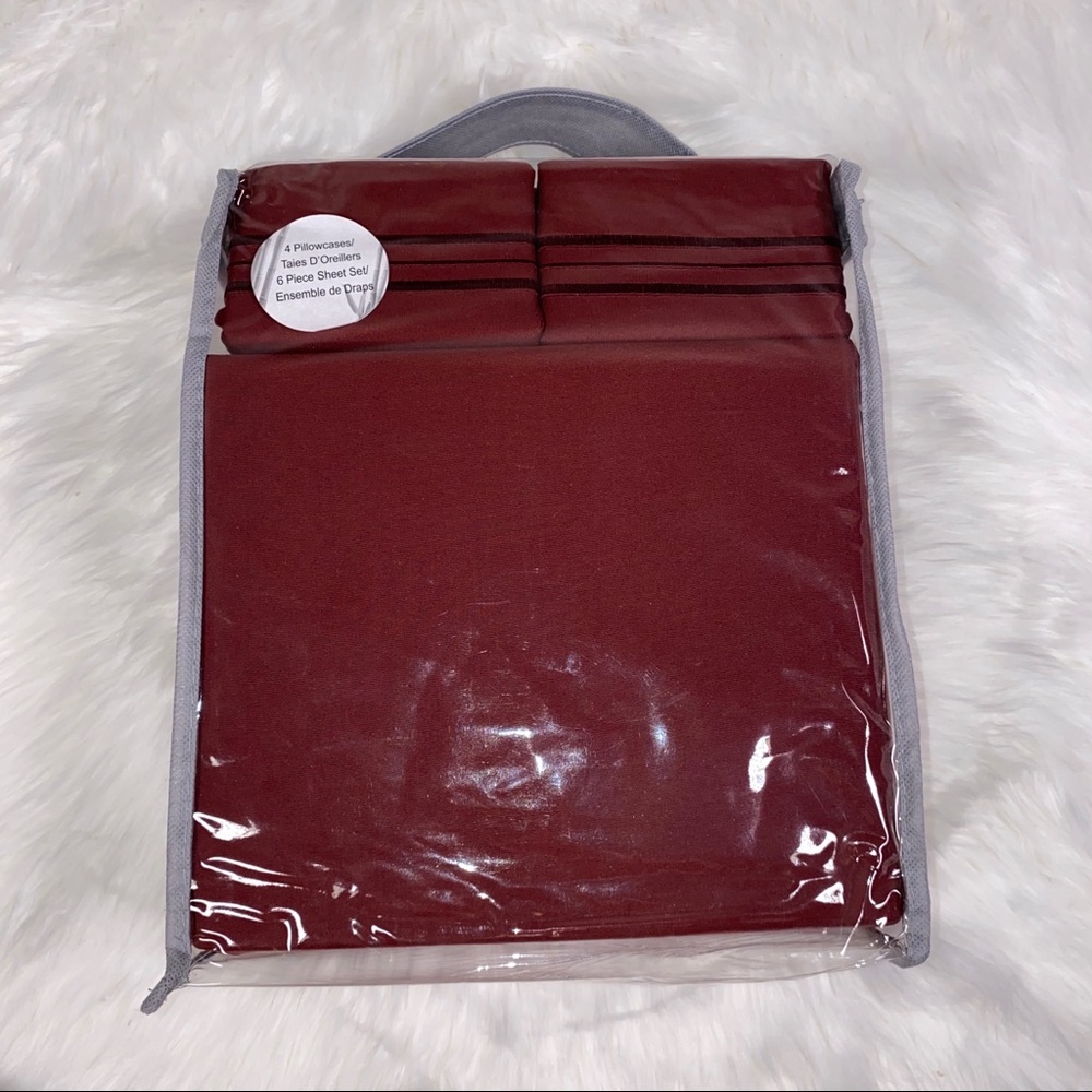 ✨FINAL STOCK✨Full 6pc Burgundy Bedsheets - Picture 2 of 5
